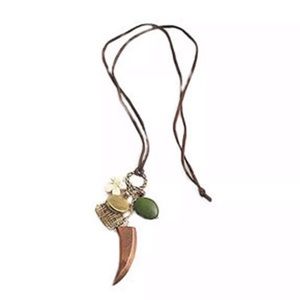 Wood horn charm necklace